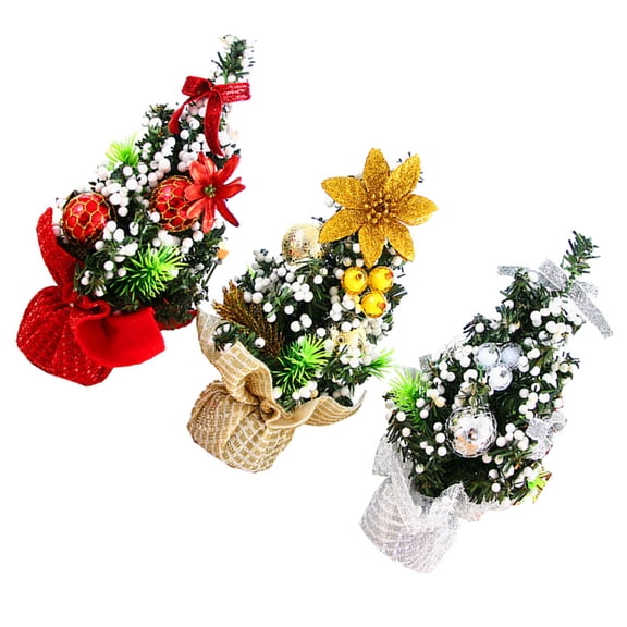 FUTUREORYY 3pcs Festive Atmosphere Mini Christmas Tree PVC Decorative Desktop Design for Parties