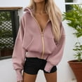 thumbnail image 2 of SUYOLL Women Hooded Sweatshirt Casual Hooded Zip Up Sweatshirt Long Sleeve Loose Fit Pullover with Pockets Daily Wear Outdoor Sports Autumn Winter Comfortable Classic Versatile Sweatshirt, 2 of 5