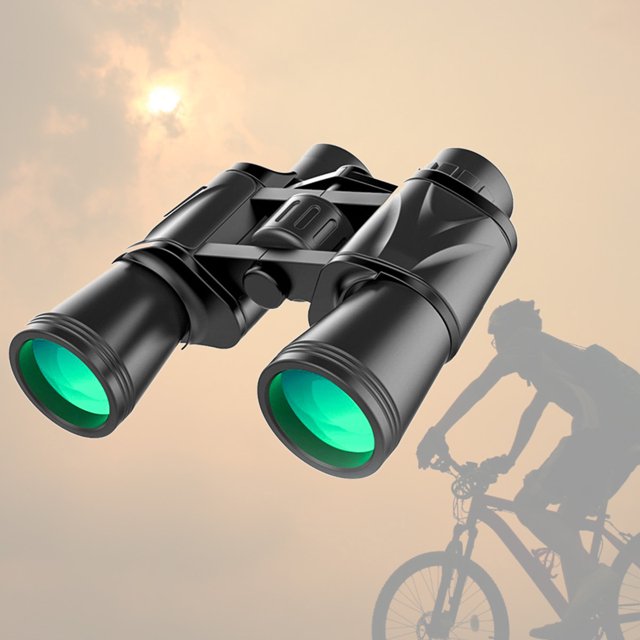 WASHWEPE Simple Black Portable Binocular Telescope with Anti Slip Water Resistant Plastic Body for Distant Observation