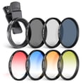 thumbnail image 1 of Kit de filtros Neewer 55 mm con CPL, ND32, Star, 4 colores graduados, 1 of 8