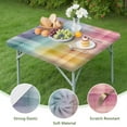 thumbnail image 4 of Colorful Watercolor Stripe Pattern Square Fitted Tablecloth with Elastic Edge,Square Table Cover,Washable Elastic Table Cover for Home Kitchen Party Decor 34"x34", 4 of 6
