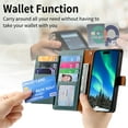 thumbnail image 4 of Wallet Case for iPhone 14 Pro Max Women Men, Durable PU Leather Magnetic Flip Lanyard Strap Wristlet Zipper Card Holder Kickstand Wallet Phone Case Cover Full Body Protection, Green, 4 of 10
