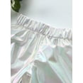 thumbnail image 4 of YONGHS Girls Shiny Metallic Shorts Hot Pants Disco Dance  Party Performance Costumes White 13-14, 4 of 7
