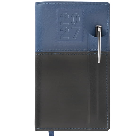 Excello 2027 14-Month Weekly & Monthly Pocket Planner with Pen, 3.5" x 6", Nov 2026-Dec 2027, Compact Agenda Calendar, 16 Notes Pages, Reference Calendars, Navy/Black