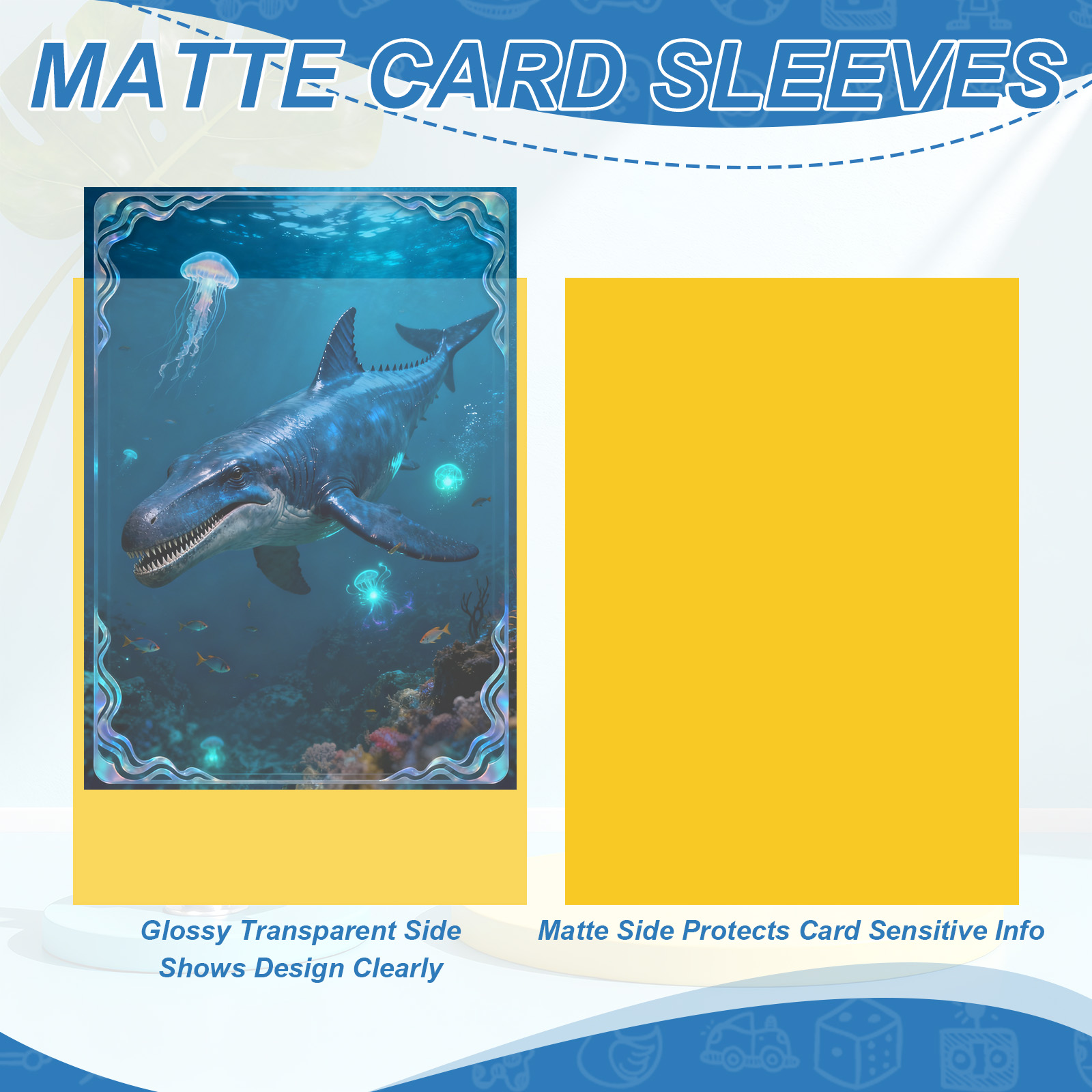 Uxcell Matte Card Sleeves, Trading Card Sleeves Deck Protectors Perfect for Trading Cards & Baseball & Sports & Magic Gathering & Magic Game Cards (Black/White/Blue, 300 Pcs)