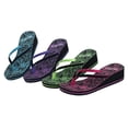 thumbnail image 2 of StarBay Women's Floral Print Wedge Flip Flop with Cotton Thong in Fuchsia, 2 of 3