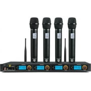 PRORECK MX44 4-Channel UHF Wireless Microphone System with 4 Hand-Held Microphones