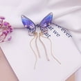 thumbnail image 2 of Fairy Butterfly Wings Earrings Fantasy Jewelry Gradient Colorful Rhinestone Sequins Long Tassel Stud Earrings, 2 of 3