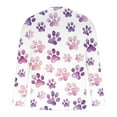 thumbnail image 5 of Men's Long Sleeve T-Shirts Casual Big&Tall Round Neck and Loose Fit Paw Printed Comfy Cozy Graphic Pullover Tops (5XL, Purple), 5 of 5