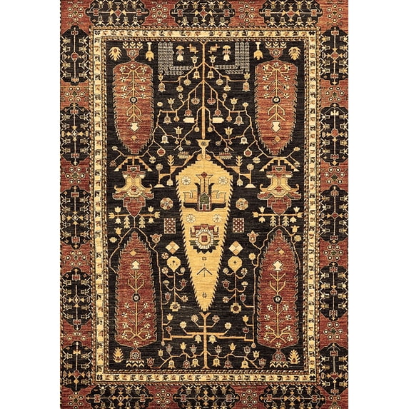 Ahgly Company Indoor Rectangle Abstract Brown Modern Area Rugs, 7' x 10'