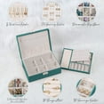 thumbnail image 4 of Gogcaro Jewelry Box Organizer for Women Girls 2 Layer Leather Travel Jewelry Storage Case with Lock and Removable Tray for Necklace Earrings Rings Bracelets Gift (Green), 4 of 7