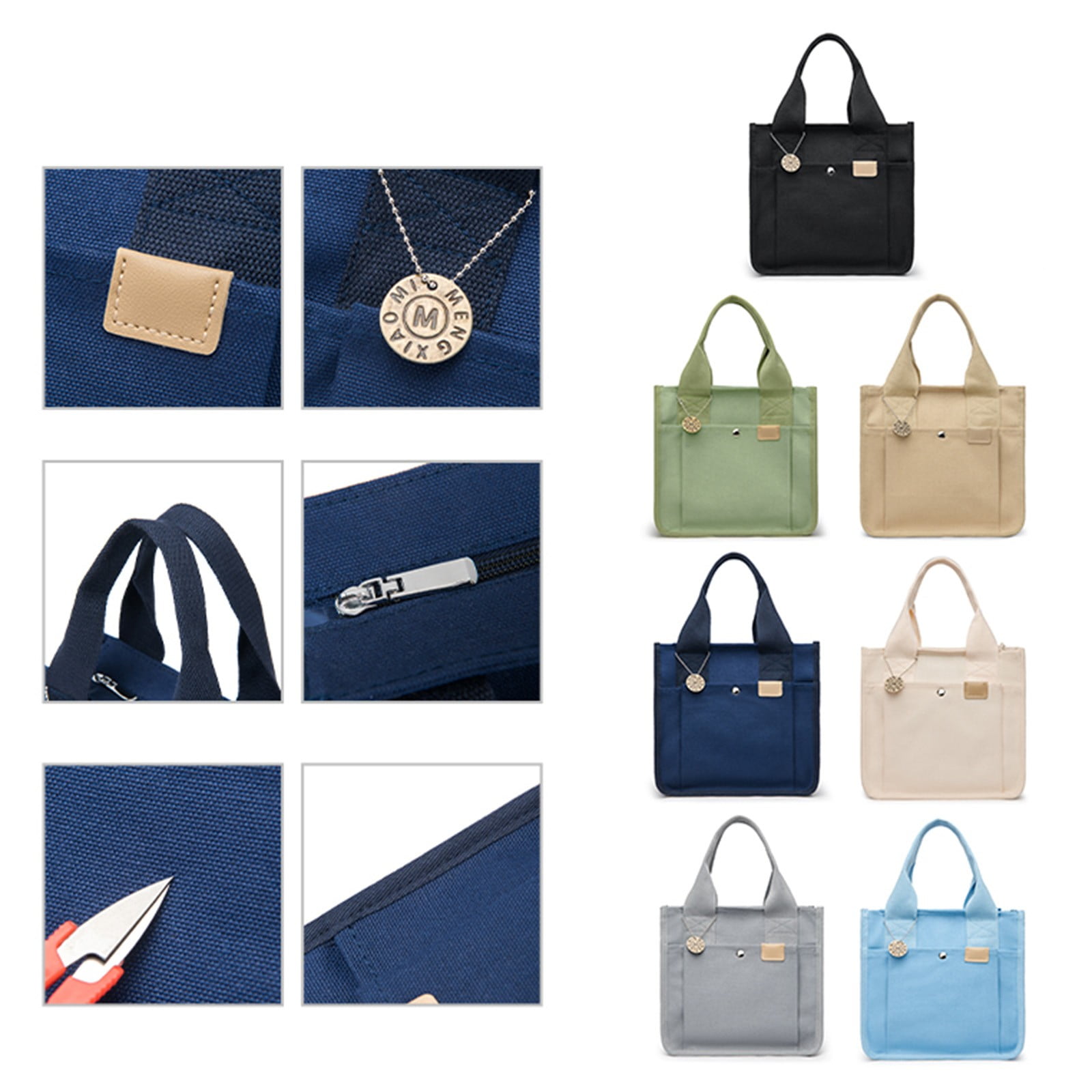 Canvas Tote Bags for Women Small Totes Bags with Zipper Lightweight Purse Pockets Large Shoulder Handbag