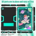 thumbnail image 5 of ELEHOLD Rugged Hybrid Case for Lenovo Tab M10 Plus 3rd Gen (10.6 Inch 2022), Tri-Layers Hard PC Soft Silicone Hidden Kickstand Anti-Scratch Shockproof Heavy Duty Case for Kids Men Women,Black+Mint, 5 of 9