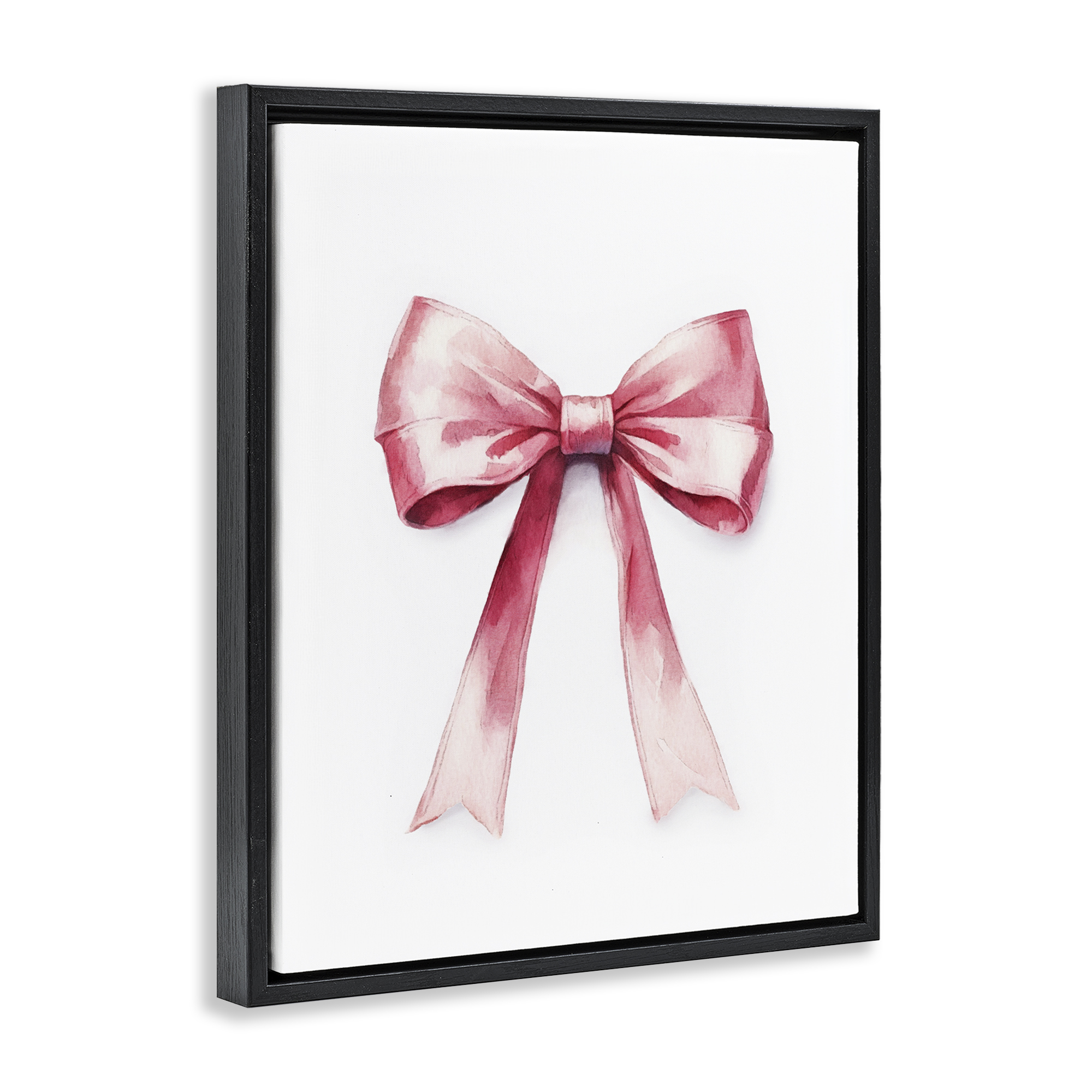 Stupell Industries Delicate Pink Bow Fashion Painting Black Floater Framed Canvas Art Print Wall Art, 17 x 21