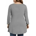 thumbnail image 4 of Dweltoz Womens Plus Size T Shirts L-4XL Summer Crew Neck Tops 3/4 Sleeve Outfits Casual Soild Color Tunics Blouses,Light Gray 2XL, 4 of 5