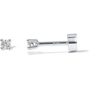 PAVOI Rhodium Plated Solid 925 Sterling Silver Post Cubic Zirconia Flat Back Earrings for Women | Cartilage Earring | Helix Piercing Jewelry | Small 2 Millimeters Crystal Stud Earrings
