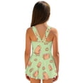 thumbnail image 2 of Uourmeti Playful Cartoon Capybara & Cookie Skirted One Piece Swimsuit - Soft Stretchy Quick Dry Swim Dress for Girls, Perfect for Beach & Pool, 2 of 8
