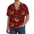 thumbnail image 7 of Lsque Hot Chili print Men's Cuban Collar Short Sleeve Shirt Summer Beachwear Casual Button Down Fashionable Vacation Leisure Shirt-X-Large, 7 of 7