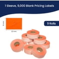 thumbnail image 6 of Perco Fluorescent Red Garvey 2216 Pricing Labels for Garvey 22-66/22-77/22-88 Two Line Pricing Gun - 9 Rolls, 1 Sleeve - 9,000 Pricemarking Labels and 1 Inker Included, 6 of 7