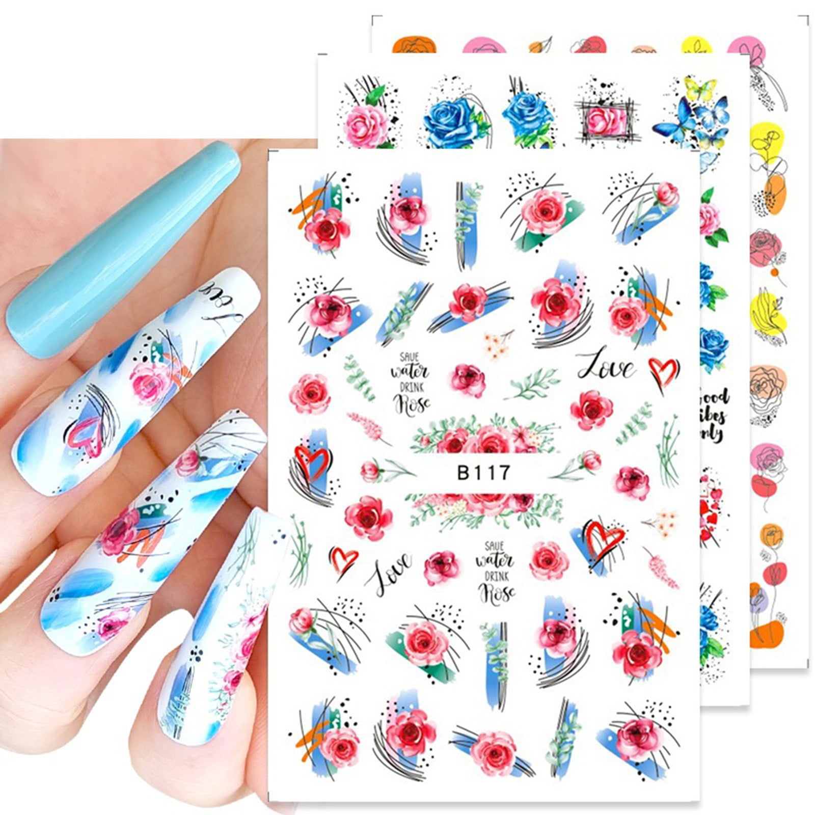 Buy 3D Nail Art Decoration Kits, 24pcs 12 Colors Nail Dried Flowers, 8  Sheet Floral Nail Art Stickers Decals, Curved Tweezers, Polish Pressed Dry Flowers  Water Decal Manicure Design Tools Set (Luck011B)