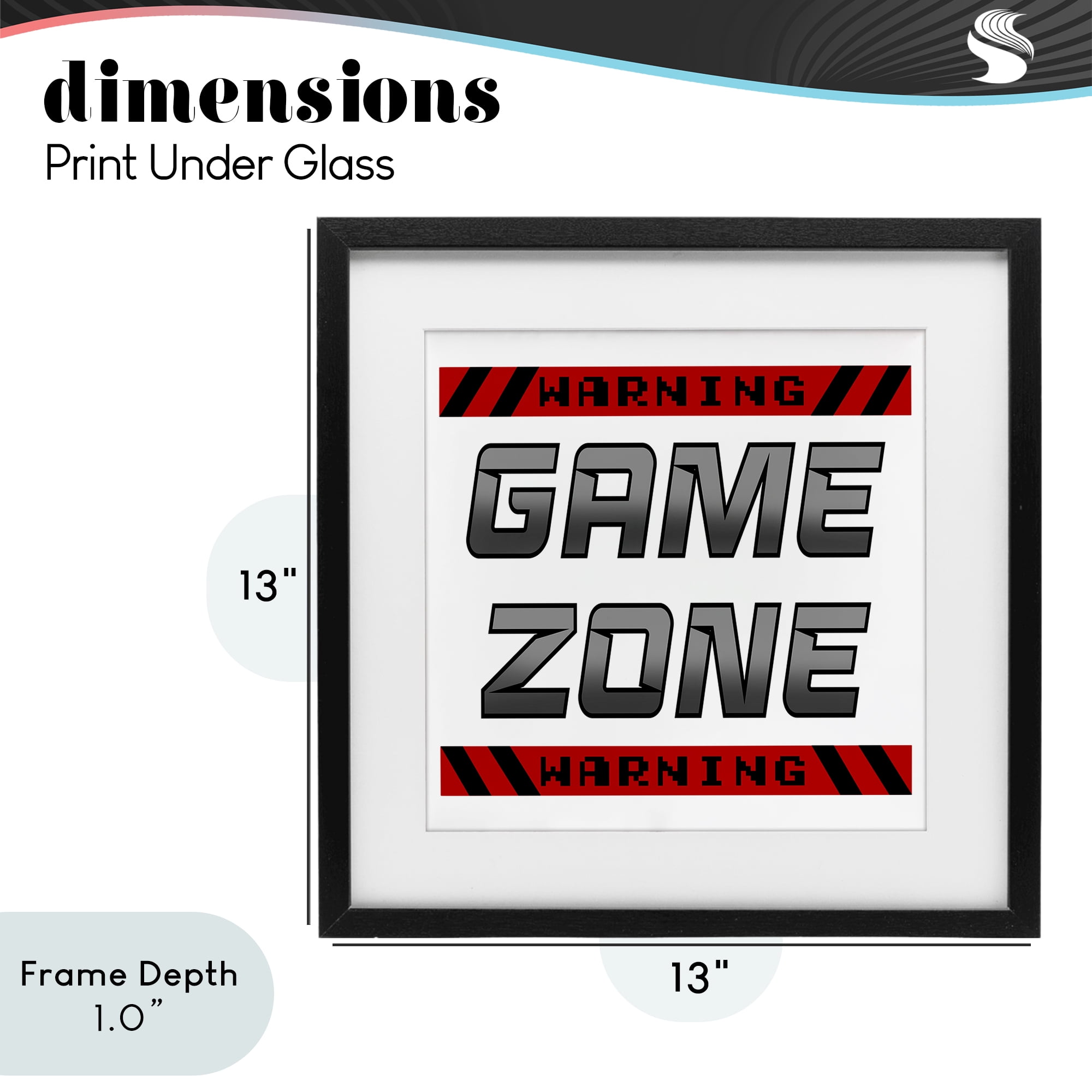 Stupell Industries Game Zone Warning Black Framed Print Under Glass, design by Marcus Prime