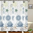 thumbnail image 3 of 4PCS Coastal Sea Turtle Shower Curtain Sets with Rugs, Waterproof Fabric White Shower Curtain, Ocean Animal Fish Teal Coral Seaweed Blue Starfish Seashell Conch Nautical Beach Bathroom Decor, 3 of 7
