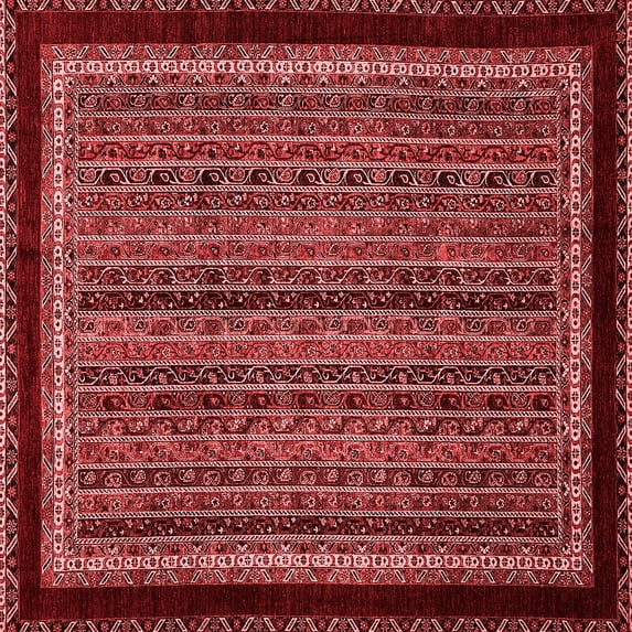 Ahgly Company Indoor Square Abstract Red Modern Area Rugs, 6' Square