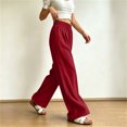 thumbnail image 7 of yeiolnoer Pants for Women Drawstring Elastic Waist Pants Casual Wide Leg Long Pants with Pocket Fashion Outfit(Wine,X-Large), 7 of 7