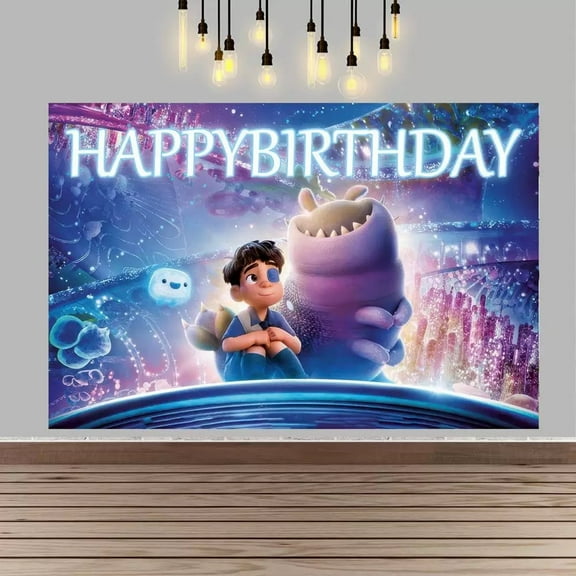 Cartoon Elio Birthday Backdrop Banner Party Supplies Happy Birthday Party Decorations 35''×30''