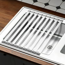 Hemoton  Kitchen Sink Drain Rack Expandable Dish Drying over The Grey
