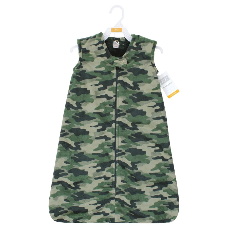 Hudson Baby Infant Boy Plush Faux Fur Sleeping Bag, Wearable Blanket, Camo, 12-18 Months