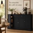 thumbnail image 4 of Zocalo Gabinete Con 4 Puertas Y Cajón Mueble De Cocina De Madera, Negro, 4 of 9