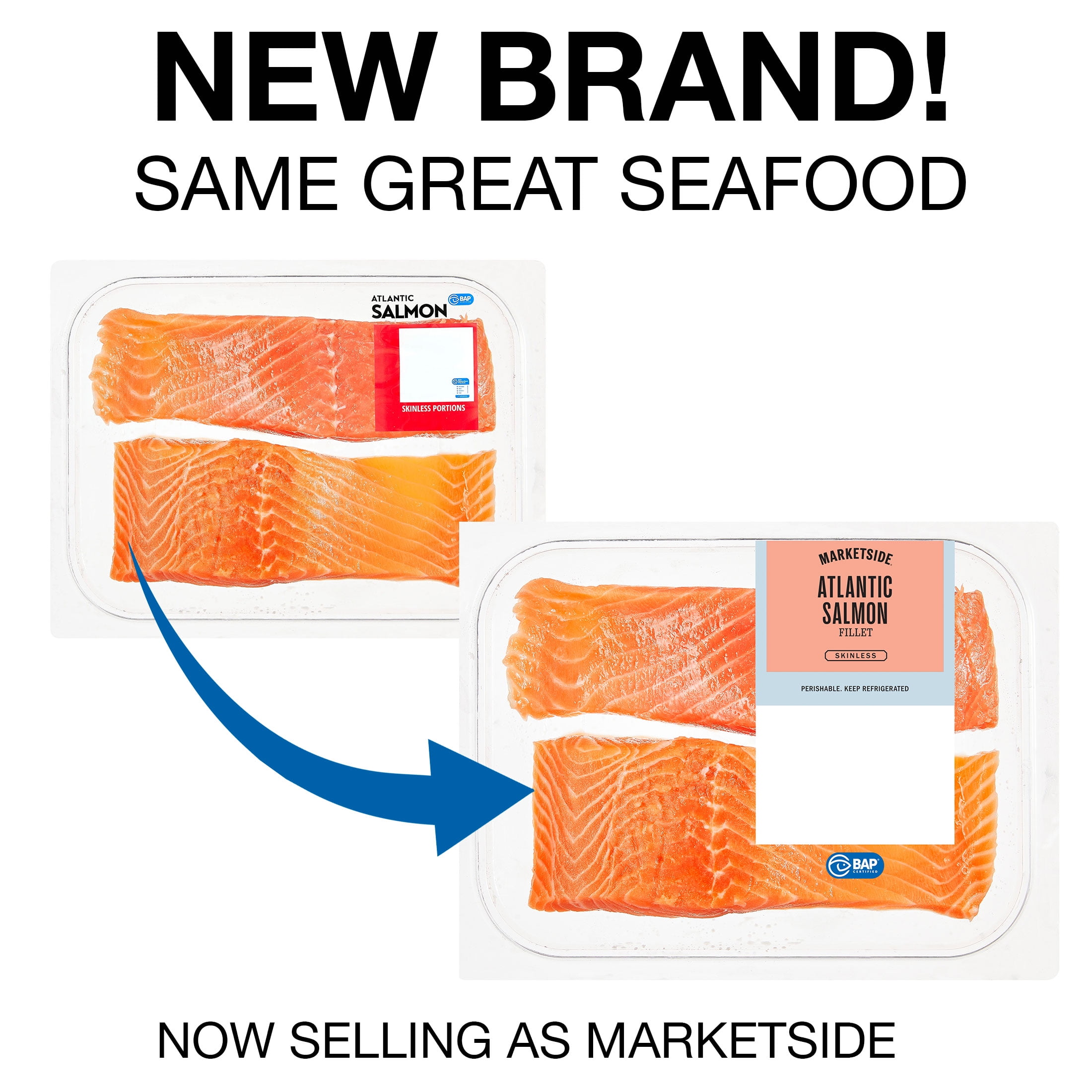 Marketside Skinless Atlantic Salmon Fillet, Fresh Never Frozen, 0.95 - 1.2 lb