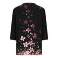 thumbnail image 5 of CYMMPU Summer Fashion Shirts 3/4 Sleeve Blouses for Women Dressy Casual Tunic Tops Loose Fit Flower Printed Spring Tops V Neck Business Elegant Work Topss Multicolor M, 5 of 5
