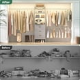 thumbnail image 4 of 96'' Closet Organizer System with 3 Hanging Rods (Without 3 Storage Shelves), 8FT Closet Systems, Wall Mount Bedroom Wardrobe with 3 Wood Drawers, Adjustable Garment Rack from 5 to 8FT, Grey, 4 of 8