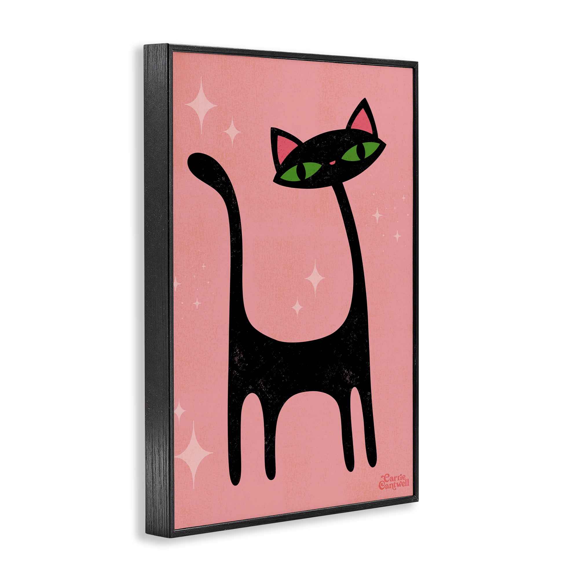 Stupell Industries Retro Black Cat Animals & Insects Painting Black Framed Art Print Wall Art, 12 x 18