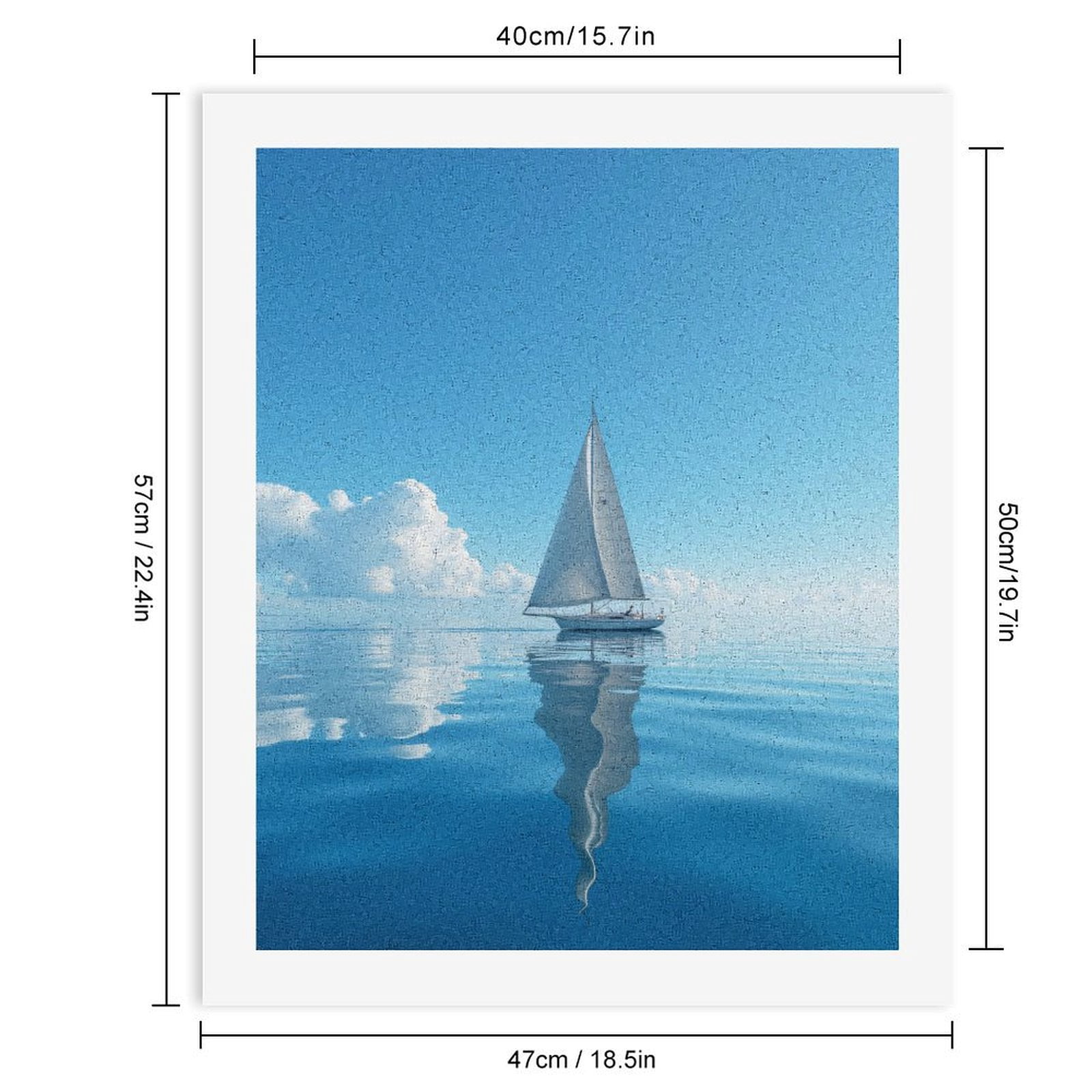 Paint By Numbers Kit for Adults Beginner - DIY Sailboat Tranquil Sea Reflection Sky Canvas Painting Kits for Adults, Frameless Paint By Number for Adults for Home Wall Decor 16x20 Inch