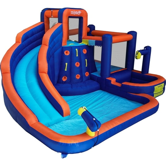 HapCap Combo Inflatable Water slide Bounce House, 2 Pools,with Air Blower, Backyard