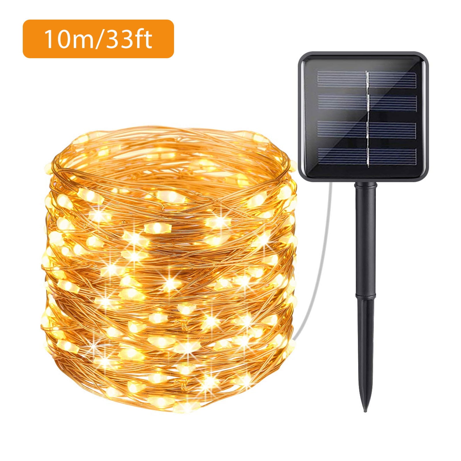 33FT Warm White100 LED Battery Power Copper Wire String Fairy Light Waterproof 