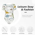 thumbnail image 4 of Pofeuu Dinosaur Print Short Sleeve Body Suits Women Round Neck Bodysuits for Women Onesie Adult Set Body Suit-Large, 4 of 7
