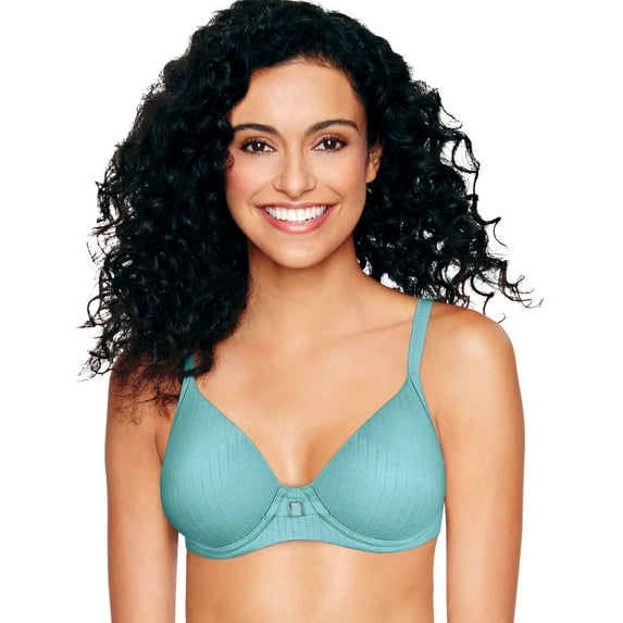 Hanes Ultimate® ComfortBlend® T-Shirt Natural Lift Underwire Bra Amazing Aqua Heather Stripe 34C Women's
