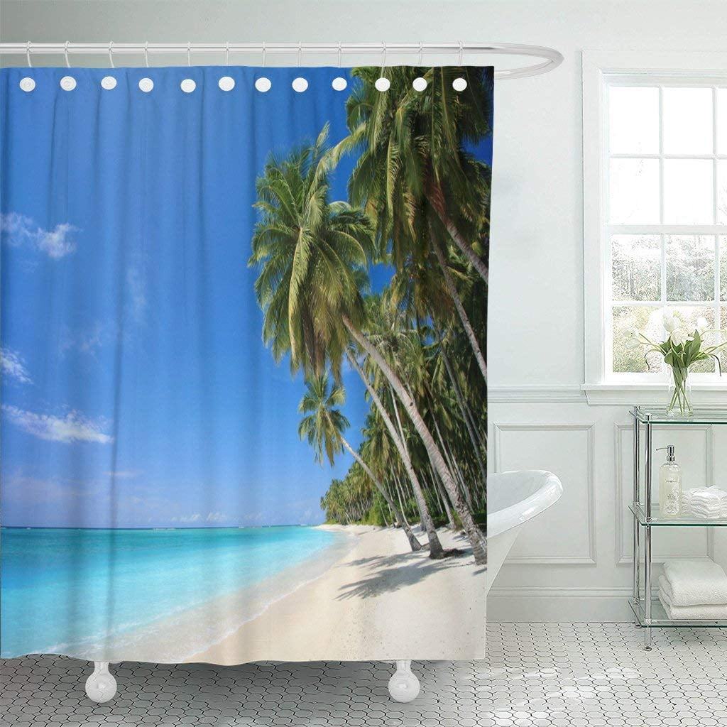 ARTJIA Blue Hawaii Landscape of Tranquil Island Beach Caribbean Paradise Palm Tree Ocean ...