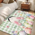 thumbnail image 4 of Area Rugs 2.7'x5', Easter Carpet for Living Room Bedroom Dining Room, Spring Rabbit Feet Wildflowers Eggs Green Lattice Throw Kitchen Rugs Non Slip Washable Rectangle Indoor Outdoor Rugs, 4 of 8