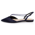 thumbnail image 2 of FSJ Women Closed Pointed Toe Rhinestone Strappy Slingback Flats Adjustable Buckle Sandals Comfortable Dress Shoes Size 5 Blue, 2 of 5