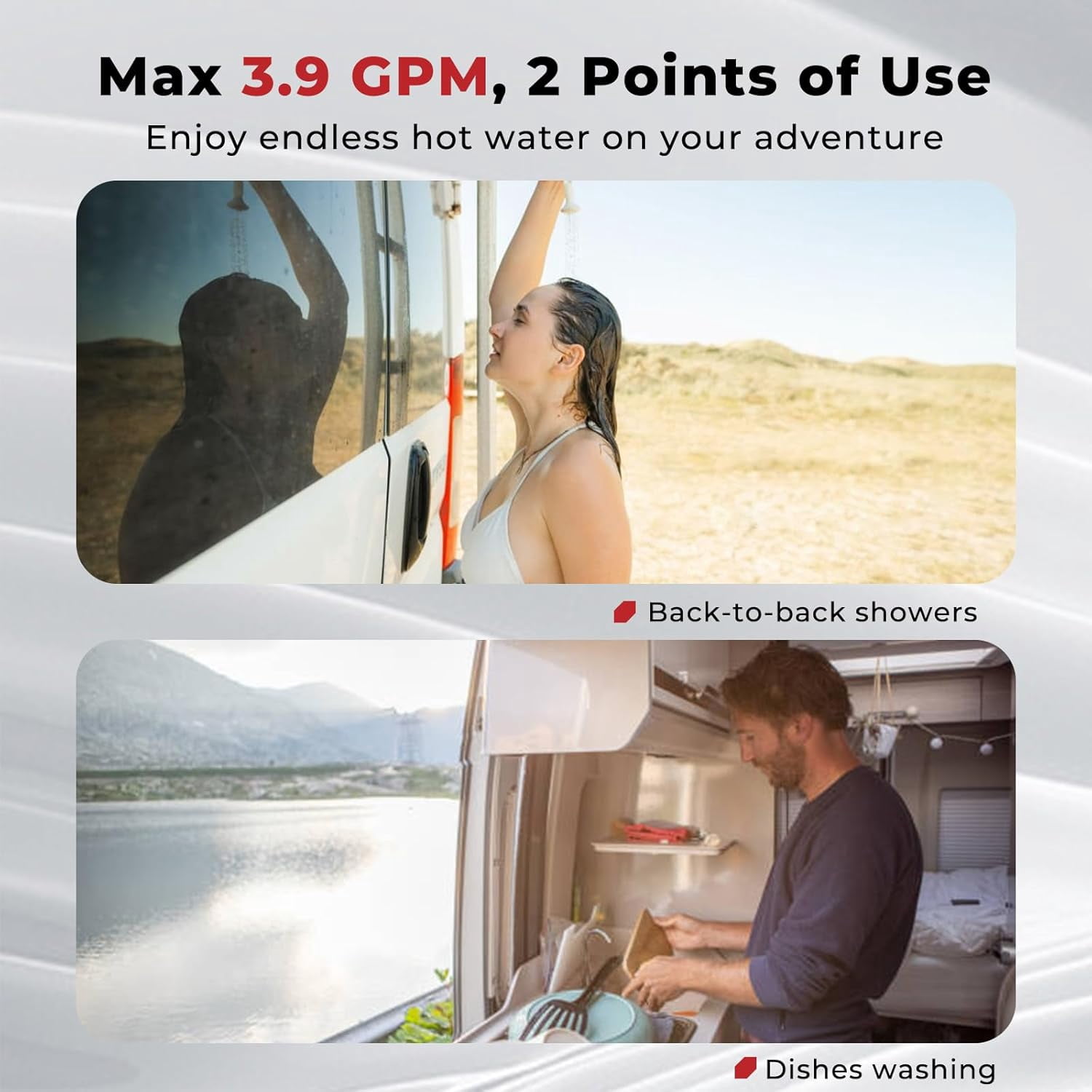 CAMPLUX 65,000 BTU 2.64 GPM Outdoor Rv Tankless Water Heater Plus 10, Black