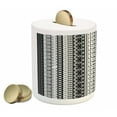 thumbnail image 2 of Prehistoric Piggy Bank, Black and White Tribal Motifs Pattern Native Geometric Borders Design, Ceramic Coin Bank Money Box for Cash Saving, 3.6" X 3.2", Black White, by Ambesonne, 2 of 4