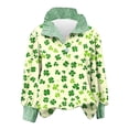 thumbnail image 2 of St. Patrick's Day Sweatshirt for Women Glitter Clover Graphic Ribbed Collared Long Sleeve Relaxed Fit Festive Holiday Clothes Top, 2 of 7