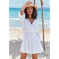 thumbnail image 2 of LASCANA Women's Flowy Flare Sleeve Dress Smocking, 2 of 5