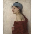 thumbnail image 2 of Olga Boznanska 15x18 Gold Ornate Wood Frame and Double Matted Museum Art Print Titled - Portrait of a Woman - Gypsy Woman (1888), 2 of 4
