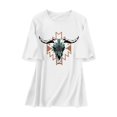 thumbnail image 4 of Oversized Shirts for Women Vintage Country Music Cowboy Graphic Short Sleeve Tees Casual Trendy Relaxed Fit Workout Tops Z001-White XL, 4 of 4